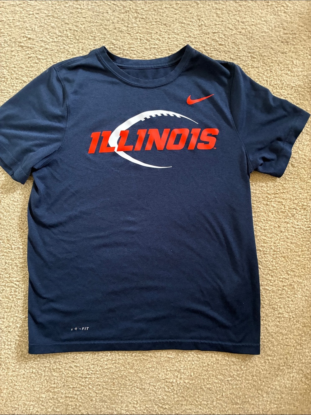 Nike Navy Boys Large Illinois Short-Sleeve Tee football U of I Shirt Dri fit